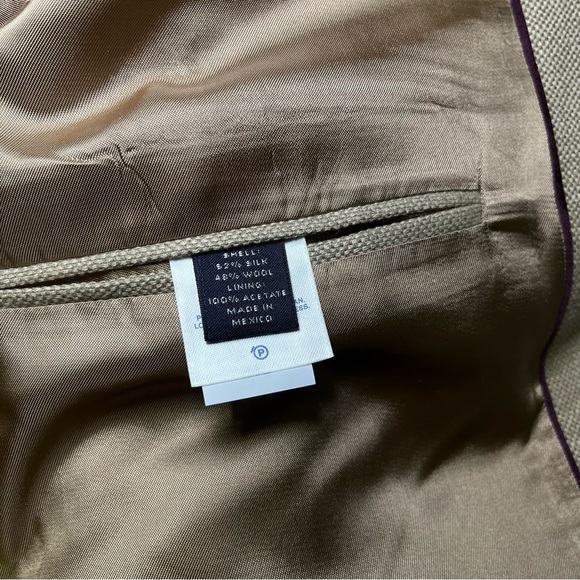 Lands' End Tan Silk Wool Blazer Sportscoat Office Career Classic Professional - Picture 4 of 14